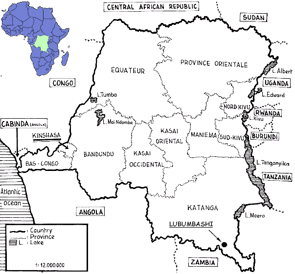 Map of Democratic Republic of Congo